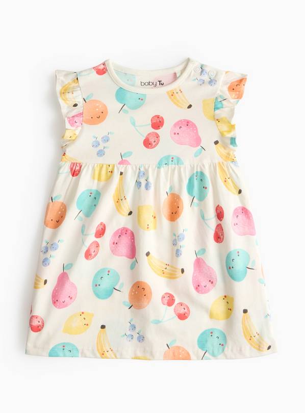 Fruit Printed White Frill Jersey Dress 18-24 months